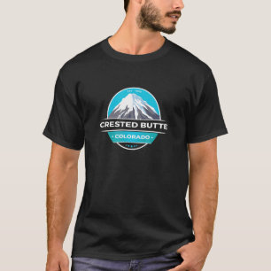 Schneebedeckter Berg mit Crested Butte CO Rocky Mo T-Shirt