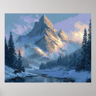 Schneebedeckter Berg Poster