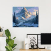 Schneebedeckter Berg Poster (Heimbüro)