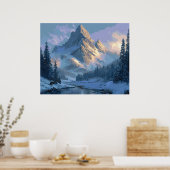 Schneebedeckter Berg Poster (Küche)