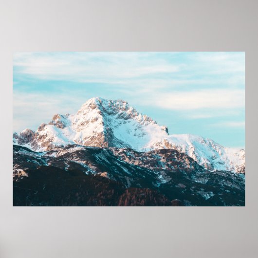 Schneebedeckter Berg Poster (Vorne)