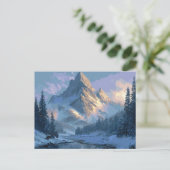 Schneebedeckter Berg Postkarte (Stehend Vorderseite)