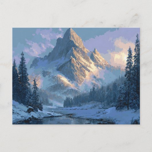Schneebedeckter Berg Postkarte (Vorderseite)
