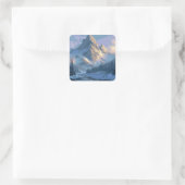 Schneebedeckter Berg Quadratischer Aufkleber (Tasche)
