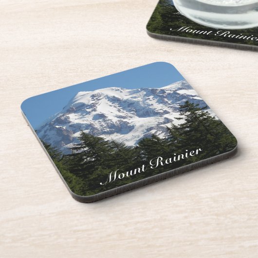 Schneebedeckter Berg Rainier Landschaft Getränkeuntersetzer (Linke Seite)