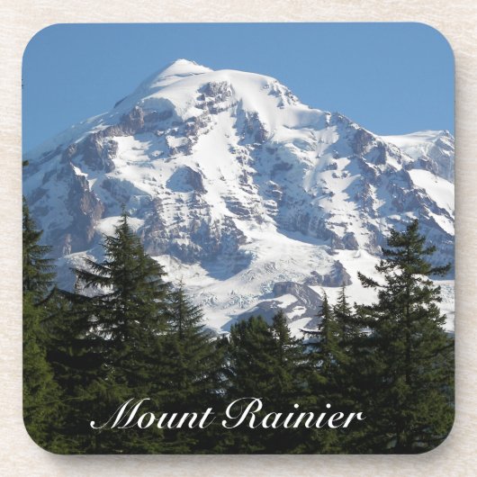 Schneebedeckter Berg Rainier Landschaft Getränkeuntersetzer (Vorderseite)