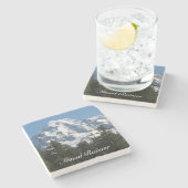 Schneebedeckter Berg Rainier Landschaft Steinuntersetzer (Seitenansicht)