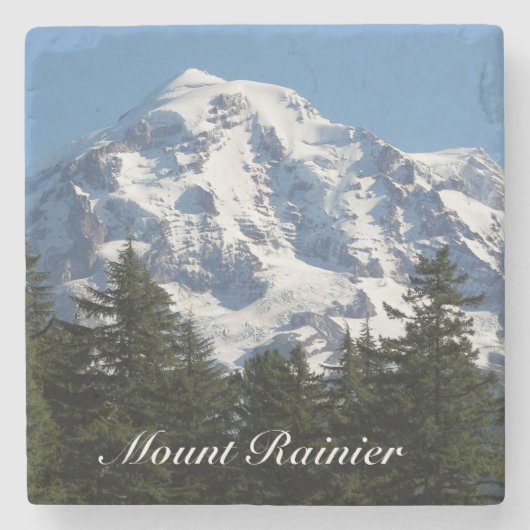Schneebedeckter Berg Rainier Landschaft Steinuntersetzer (Vorderseite)