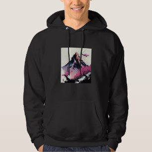 schneebedeckter Berggipfel Kirschblüten scharfe Fa Hoodie