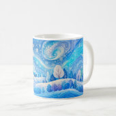 Schneebedeckter Bergwald mit treibendem Schnee Kaffeetasse (VorderseiteRechts)