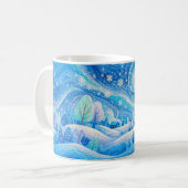 Schneebedeckter Bergwald mit treibendem Schnee Kaffeetasse (Vorderseite Links)