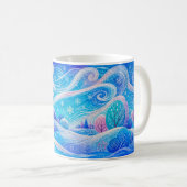 Schneebedeckter Bergwald mit treibendem Schnee Kaffeetasse (VorderseiteRechts)
