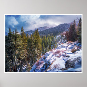 Schneebedeckter Bergwald-Wandkunst Winter Sierra Poster