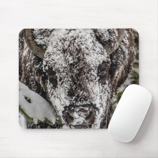 Schneebedeckter Bison Yellowstone Mousepad (Mit Mouse)