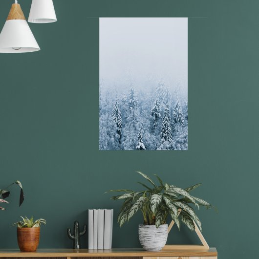 Schneebedeckter Buchenwald im Nebel Poster (Wohnzimmer 1)