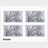 Schneebedeckter Eichenbaum Rechteckiger Aufkleber (Blatt)