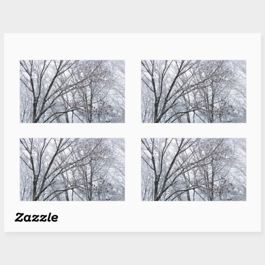 Schneebedeckter Eichenbaum Rechteckiger Aufkleber (Blatt)