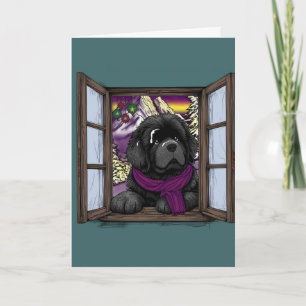 Schneebedeckter Fenster Welpe Hund Karte