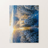 Schneebedeckter Fichtenwald aus der Luftansicht Puzzle (Vertikal)