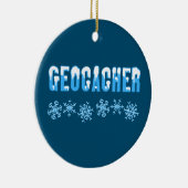 Schneebedeckter Geocacher Keramik Ornament (Rechts)