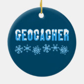 Schneebedeckter Geocacher Keramik Ornament (Hinten)