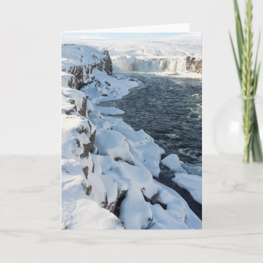 Schneebedeckter Godafoss-Wasserfall Karte (Vorderseite)