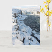 Schneebedeckter Godafoss-Wasserfall Karte (Gelbe Blume)