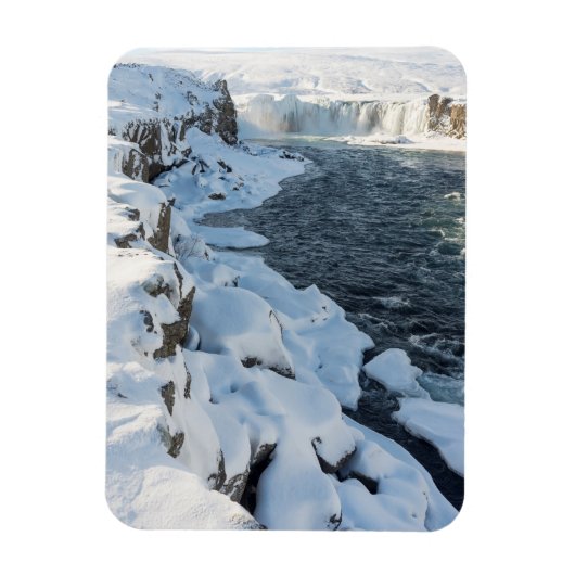 Schneebedeckter Godafoss-Wasserfall Magnet (Vertikal)