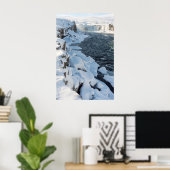 Schneebedeckter Godafoss-Wasserfall Poster (Heimbüro)
