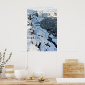 Schneebedeckter Godafoss-Wasserfall Poster (Küche)