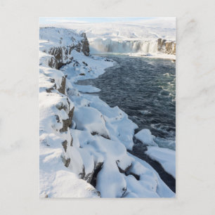 Schneebedeckter Godafoss-Wasserfall Postkarte