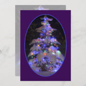Schneebedeckter, hellblauer Weihnachtsbaum Einladung (Vorne/Hinten)