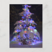 Schneebedeckter, hellblauer Weihnachtsbaum Feiertagspostkarte (Vorderseite)