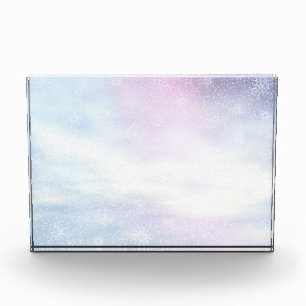 Schneebedeckter Hintergrund des Winters Tages- 3D Fotoblock