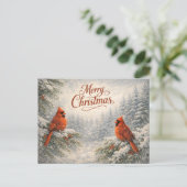 Schneebedeckter Kardinal Winter Frohe Weihnachten  (Stehend Vorderseite)