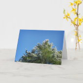 Schneebedeckter Kiefernbaum auf blauem Himmel Karte (Gelbe Blume)
