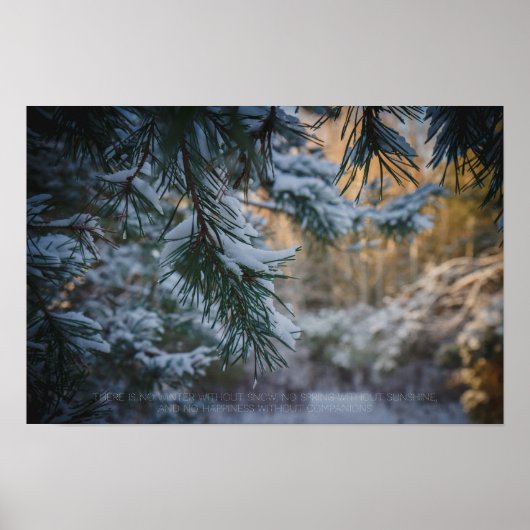 Schneebedeckter Kiefernwald Poster (Vorne)
