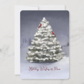 Schneebedeckter Pinienbaum Zwei Kardinäle Weihnach (Vorderseite)