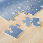 Schneebedeckter Wald mit Pinguinen und Rentieren Puzzle (Seite)