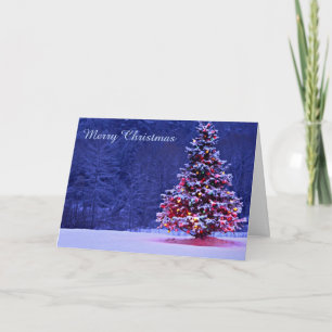 Schneebedeckter Weihnachtsbaum Feiertagskarte
