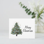 Schneebedeckter Weihnachtsbaum Feiertagskarte (Stehend Vorderseite)