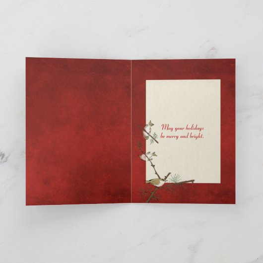 schneebedeckter Weihnachtskiefer Feiertagskarte (Innenseite)