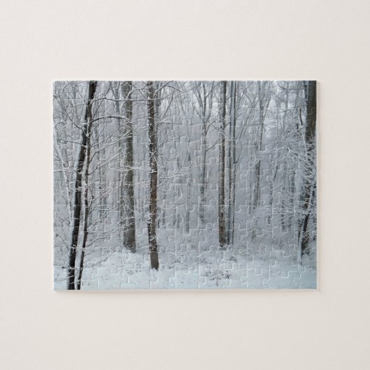 Schneebedeckter Weißer Pappelwald Puzzle (Horizontal)