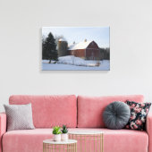 Schneebedeckter Winterstall und Silo Leinwanddruck (Insitu (Wohnzimmer))