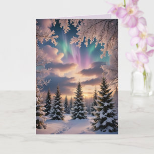 Schneebedeckter Winterwald, Eiskristalle, Nordlich Karte