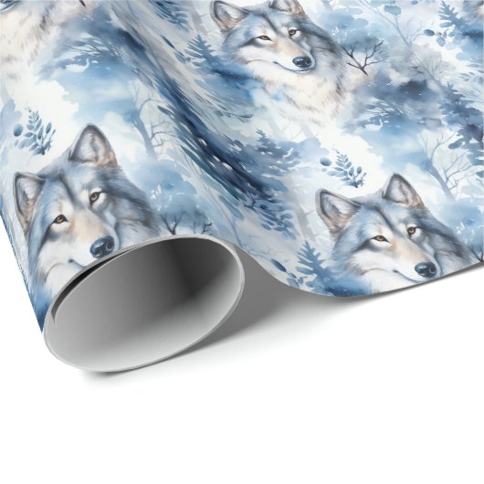 Schneebedeckter Wolf Geschenkpapier (Rolleneckpunkt)