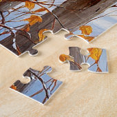 Schneebedeckter Zaun mit Vögeln Puzzle (Seite)