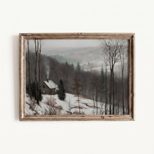 Schneebedecktes Bauernhaus Nahansicht Poster