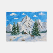 Schneebedecktes Bergtal-Decke Fleecedecke (Vorderseite (Horizontal))