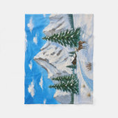 Schneebedecktes Bergtal-Decke Fleecedecke (Vorderseite)